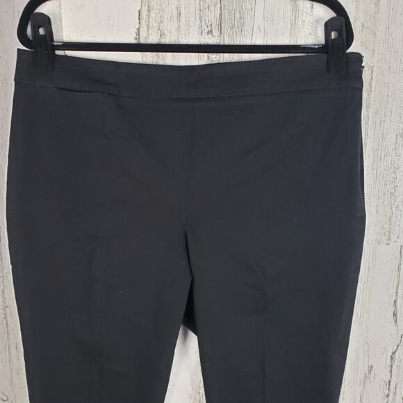 Talbots Side Zip Cropped Black Flat Front Slim Fit Dress Pants Women's Size 14 - Picture 2 of 9